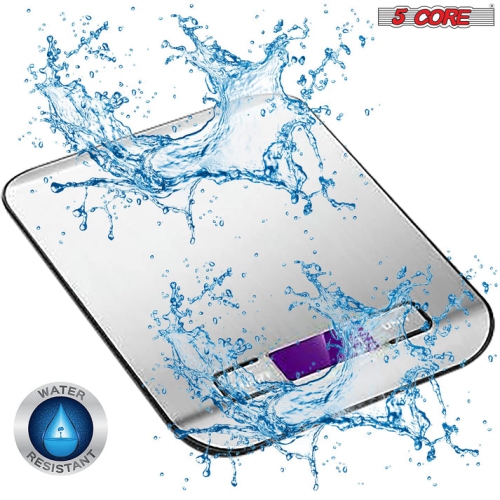 5 Core Food Scale Digital Kitchen Scale 11Lb Silver / 5KG Food Scale with LCD Display