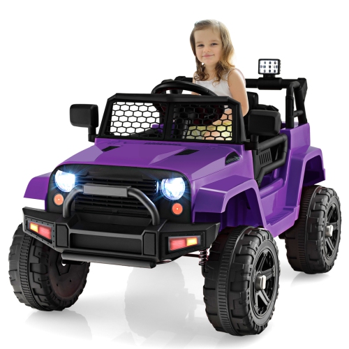 Topbuy 12V Kids Ride On Car Electric Vehicle Jeep with Parental Remote Music Horn Headlights Slow Start Function Black/White/Pink