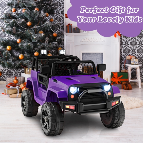 Topbuy 12V Kids Ride On Car Electric Vehicle Jeep with Parental Remote Music Horn Headlights Slow Start Function Black/White/Pink