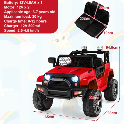 Topbuy 12V Kids Ride On Car Electric Vehicle Jeep with Parental Remote Music Horn Headlights Slow Start Function Black/White/Pink
