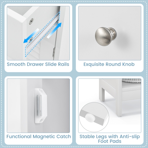 Topbuy Single Door Bathroom Floor Cabinet Freestanding Storage Organizer Unit w/ Adjustable Shelf Multifunctional Storage Cabinet Grey/White