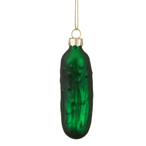 3.75" Green Christmas Pickle Glass Holiday Ornament