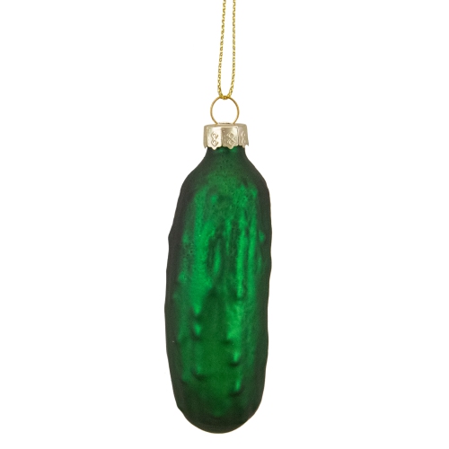 3.75" Green Christmas Pickle Glass Holiday Ornament