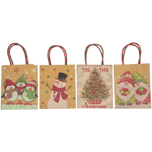20-Count Assorted Christmas Themed Paper Gift Bags
