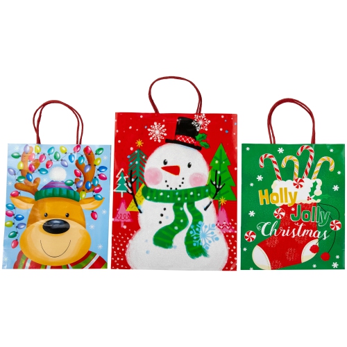 20-Count Assorted Paper Christmas Themed Gift Bags