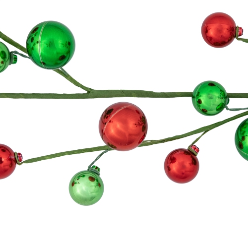 4' x 6" Green and Red Ball Ornament Christmas Garland, Unlit