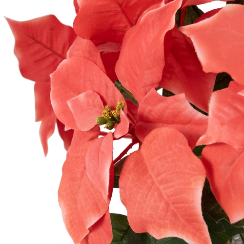 Artificial Christmas Poinsettia with Wrapped Base - 14.5" - Pink