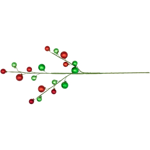 NORTHLIGHT  30" Green And Ball Ornament Christmas Spray In Red