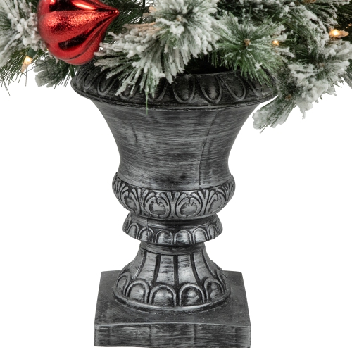 Arbre de Noël artificiel en pin de Noël en pot illuminé, 4 pi, lumières transparentes