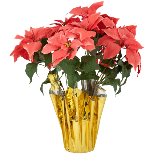 NORTHLIGHT  Artificial Christmas Poinsettia With Wrapped Base - 20" - In Pink
