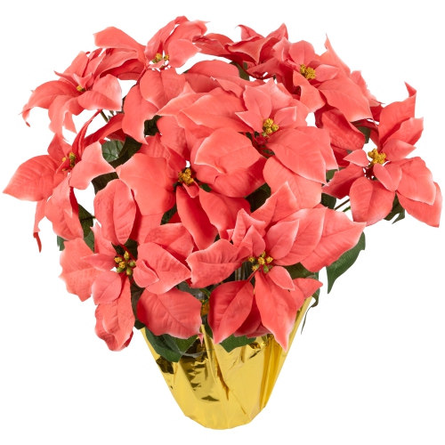 Artificial Christmas Poinsettia with Wrapped Base - 20" - Pink