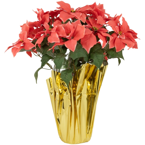 NORTHLIGHT  Artificial Christmas Poinsettia With Wrapped Base - 28" - In Pink