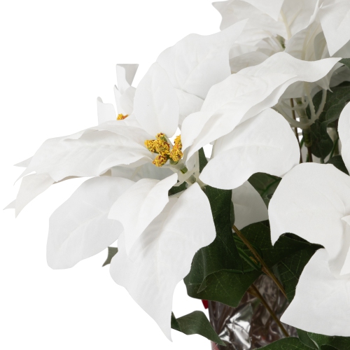 Artificial Christmas Poinsettia Flowers with Wrapped Base - 22" - White