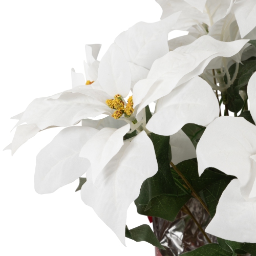 Artificial Christmas Poinsettia in Wrapped Base - 26" - White