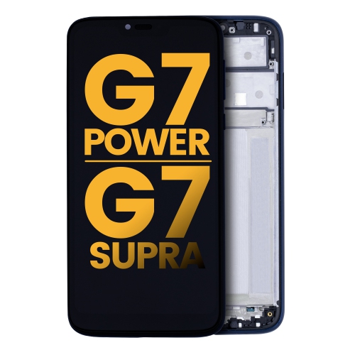 LCD Assembly With Frame Compatible For Motorola Moto G7 Power (XT1955/2019)/G7 Supra (XT1955-5/6/DL/2019) (North American Version) (157MM) (Marine Blue) by ESOURCE PARTS - Refurbished condition - CA$80.36