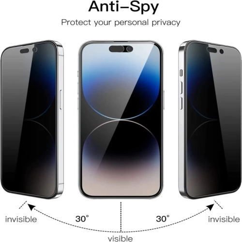 Privacy Screen Protector for iPhone 15 Pro Max with Tempered Glass Camera Lens Protector, 9H Accessories, Case Friendly, , 2.5D Curved