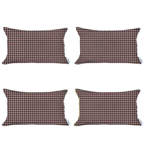 Set of 4 Red Houndstooth Lumbar Pillow Covers Best Buy Canada