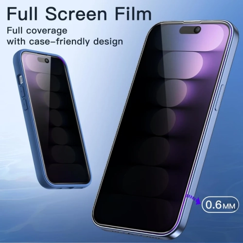 Privacy Screen Protector for iPhone 15 Plus with Tempered Glass Camera Lens Protector, 9H Accessories, Case Friendly, , 2.5D Curved