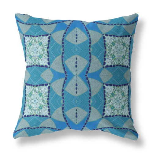 Coussin décoratif intérieur géométrique à fermeture à glissière, 26 x 26 po, bleu aqua