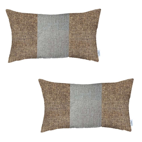 Set of 2 Brown and White Lumbar Pillow Covers Best Buy Canada