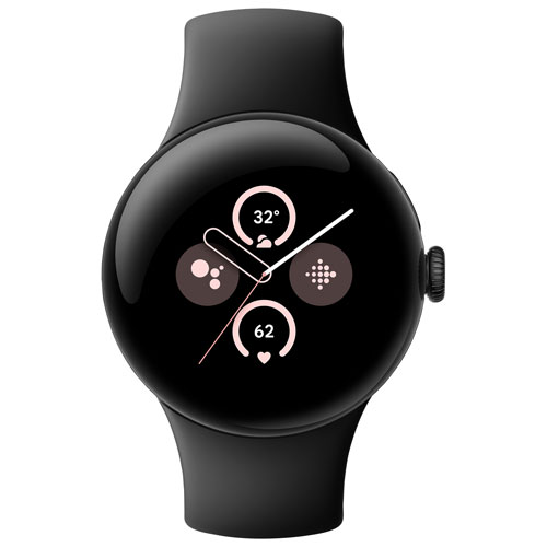 Montre Pixel Watch 2 de Google avec boîtier de 40 mm en aluminium noir et bracelet sport noir, avec TELUS - Financement mensuel
