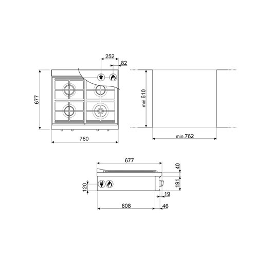 Smeg Professional 30" 4-Burner Gas Cooktop - Stainless Steel