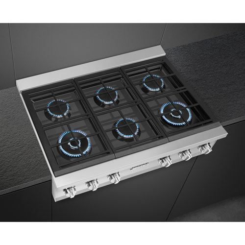 Smeg Professional 36" 6-Burner Gas Cooktop - Stainless Steel
