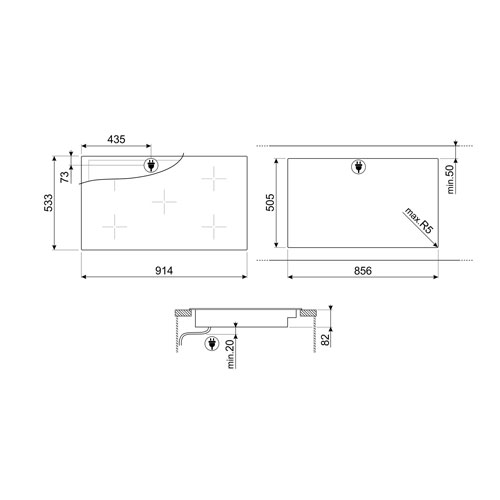 Smeg Classic 35" 5-Element Electric Cooktop - Black