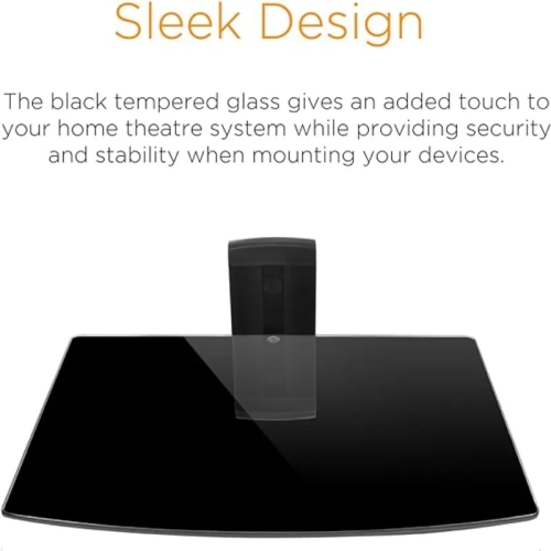 Black Component Wall Mount Kit with Cable Management - Ideal for DVD Players, DVRs, and Gaming Systems - 12.60 x 9.10 x 15.00 Inches