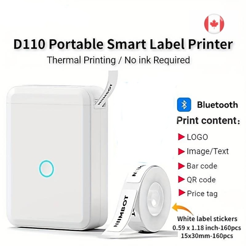 D110 Étiqueteuse avec ruban adhésif, Bluetooth Sans Fil Portable