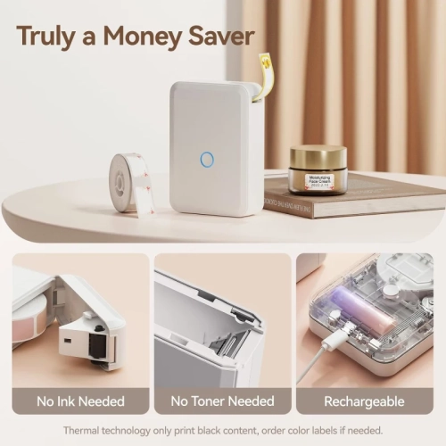 Mini-imprimante d'étiquettes Bluetooth sans fil – étiqueteuse avec plusieurs modèles pour le bureau, la maison et l'organisation de la cuisine