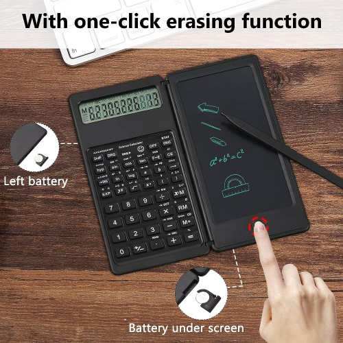 Foldable Scientific Calculator with Handwriting Board - Dual Power Supply, Solar and Battery, Ideal for Students, Teachers, and Engineers