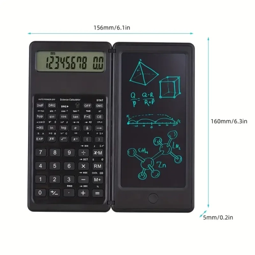 Foldable Scientific Calculator with Handwriting Board - Dual Power Supply, Solar and Battery, Ideal for Students, Teachers, and Engineers