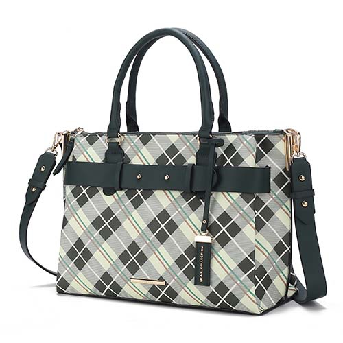 MKF Collection Vivian Plaid Pattern Vegan Leather Women’s Satchel Bag by Mia K