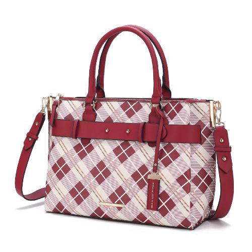 MKF Collection Vivian Plaid Pattern Vegan Leather Women’s Satchel Bag by Mia K