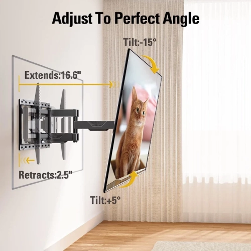 Full Motion TV Wall Mount for 42-82" Flat Screen TVs - Dual Swivel Articulating Arms, Perfect Center Design - VESA 600x400mm, 100 lbs Capacity