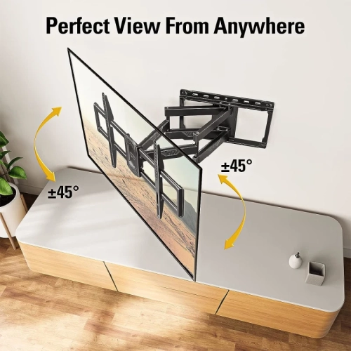 Full Motion TV Wall Mount for 42-82" Flat Screen TVs - Dual Swivel Articulating Arms, Perfect Center Design - VESA 600x400mm, 100 lbs Capacity