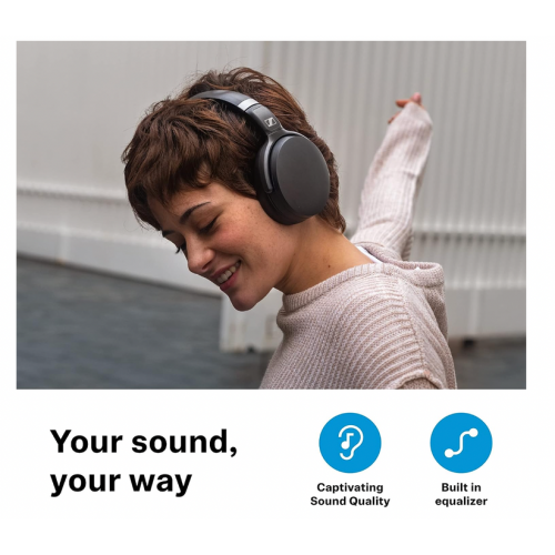 Refurbished SENNHEISER HD 450BT Bluetooth 5.0 Wireless Headphone with Active Noise Cancellation -30-Hour Battery Life