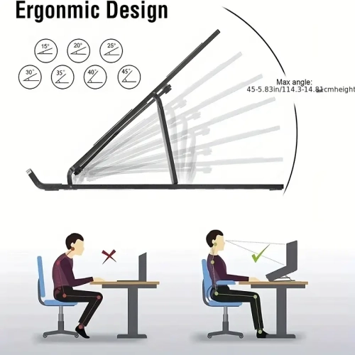 Ergonomic Laptop Stand for Desk | Adjustable Computer Stand with 7 Angles | Portable Laptop Riser Holder for 10-15.6" Laptops & iPads