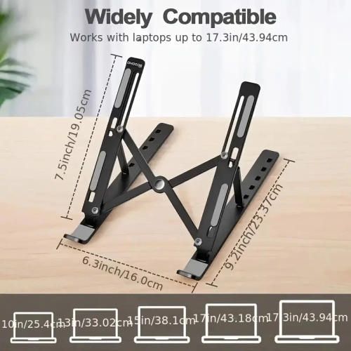 Ergonomic Laptop Stand for Desk | Adjustable Computer Stand with 7 Angles | Portable Laptop Riser Holder for 10-15.6" Laptops & iPads