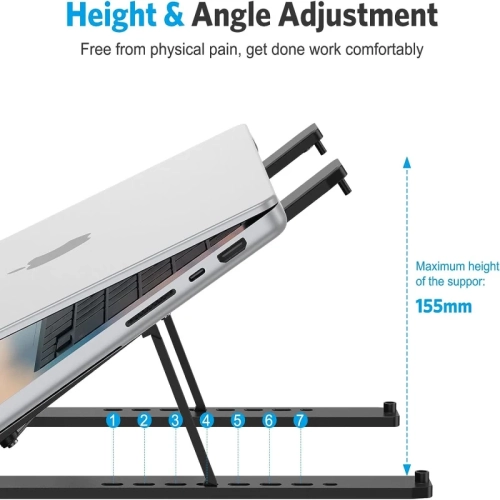 Ergonomic Laptop Stand for Desk | Adjustable Computer Stand with 7 Angles | Portable Laptop Riser Holder for 10-15.6" Laptops & iPads