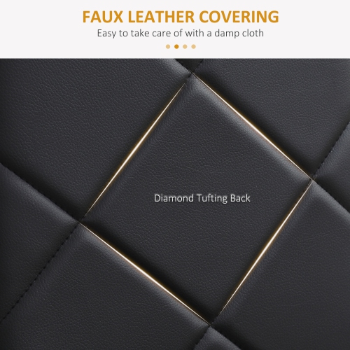 HOMCOM Dining Chairs Set of 4, Modern Accent Chair with High Back, Upholstery Faux Leather and Steel Legs for Living Room, Kitchen, Black