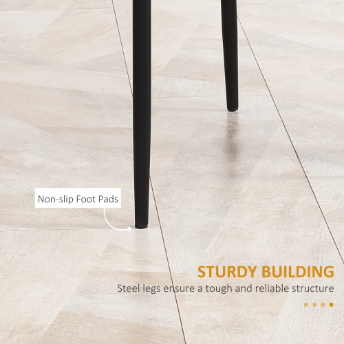 HOMCOM Dining Chairs Set of 4, Modern Accent Chair with High Back, Upholstery Faux Leather and Steel Legs for Living Room, Kitchen, Black