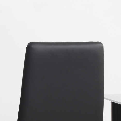 HOMCOM Dining Chairs Set of 4, Modern Accent Chair with High Back, Upholstery Faux Leather and Steel Legs for Living Room, Kitchen, Black