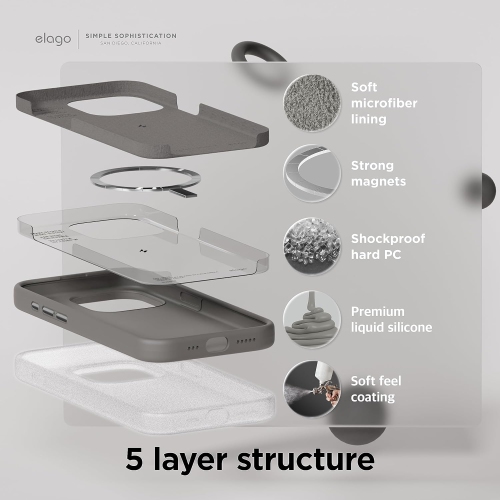 Étui en silicone magnétique elago compatible avec l'étui iPhone 15 Pro Max de 6,7 po compatible avec tous les accessoires MagSafe - aimants intégrés,