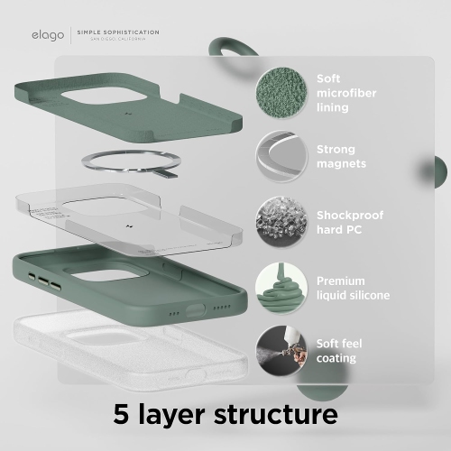 Étui en silicone magnétique elago compatible avec l'étui iPhone 15 Pro Max de 6,7 po compatible avec tous les accessoires MagSafe - aimants intégrés,