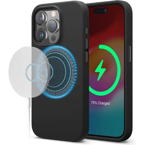 ELAGO  Magnetic Silicone Case Compatible \w Iphone 15 Pro Max Case 6.7 Inch Compatible \w All Magsafe Accessories - Built-In Magnets, Soft Grip