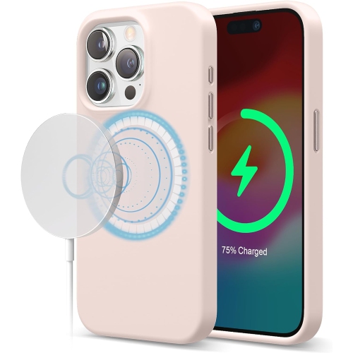 Image 1 of 6.. elago Magnetic Silicone Case Compatible with iPhone 15 Pro Max Case 6.7" Compatible with All MagSafe Accessories - Built-in Magnets, Soft Grip