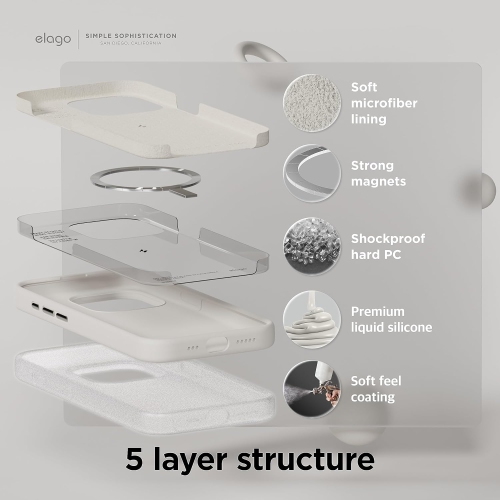 Étui en silicone magnétique elago compatible avec l'étui iPhone 15 Pro Max de 6,7 po compatible avec tous les accessoires MagSafe - aimants intégrés,