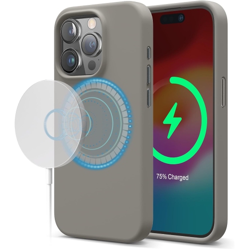 elago Magnetic Silicone Case Compatible with iPhone 15 Pro Case 6.1 Inch Compatible with All MagSafe Accessories - Built-in Magnets, Soft Grip Silico